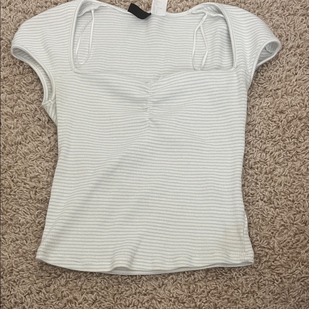 Striped blue and white womens shirt